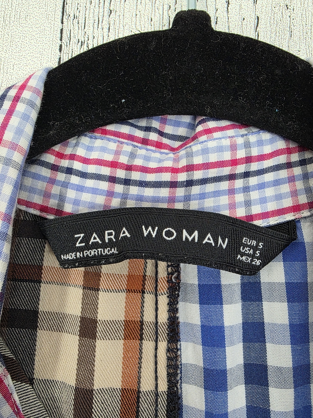 Zara Woman Patchwork Plaid Gingham Ruffle Shirt Size S Artsy Fall Fashion Preppy - Picture 2 of 14